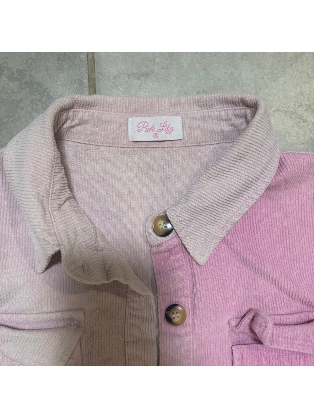 Pink Colorblock Button Front Shacket Overshirt Size Large - Picture 3 of 7
